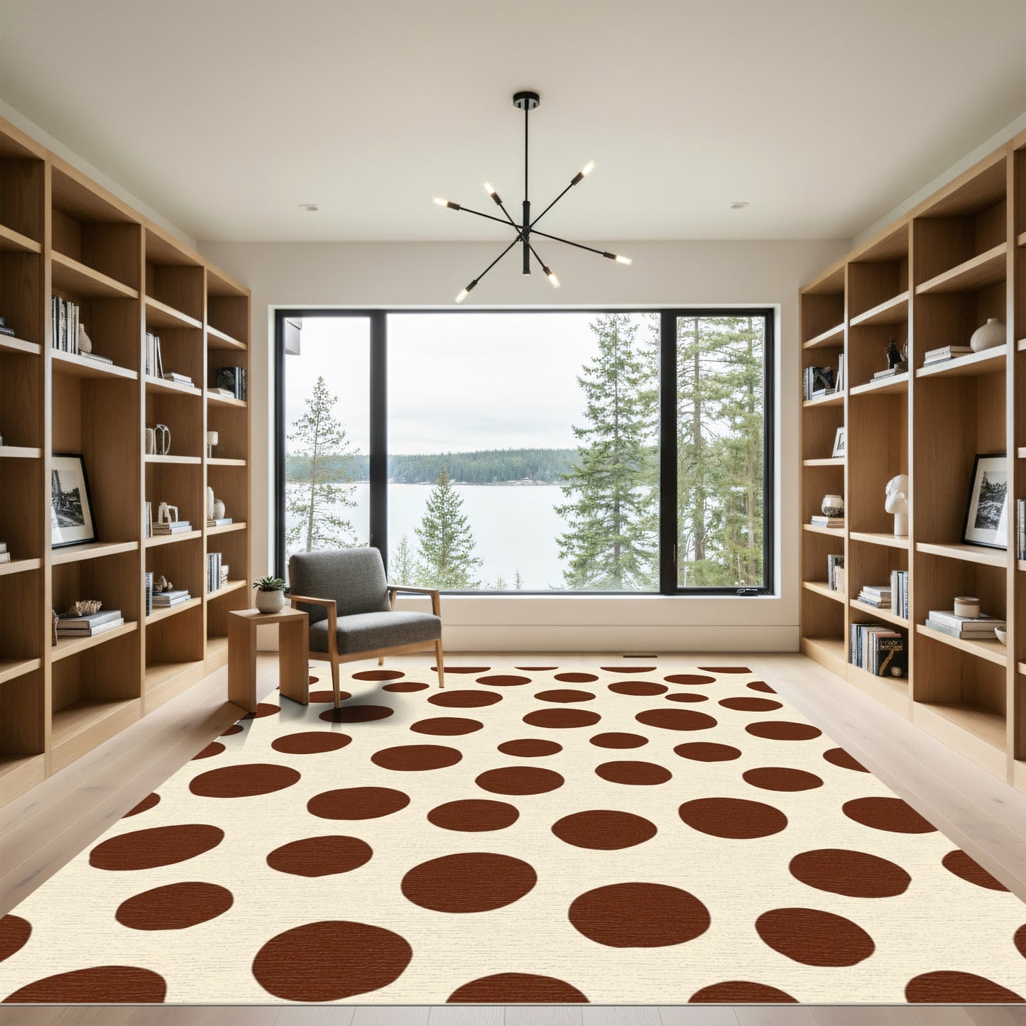 Cream Brown Polka Dot Scatter Rug