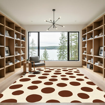 Cream Brown Polka Dot Scatter Rug