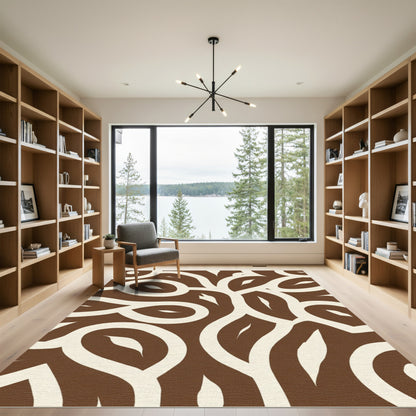 Cream Brown Organic Swirl Vine Rug