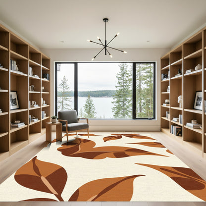 Autumn Leaf Print Cream Rug