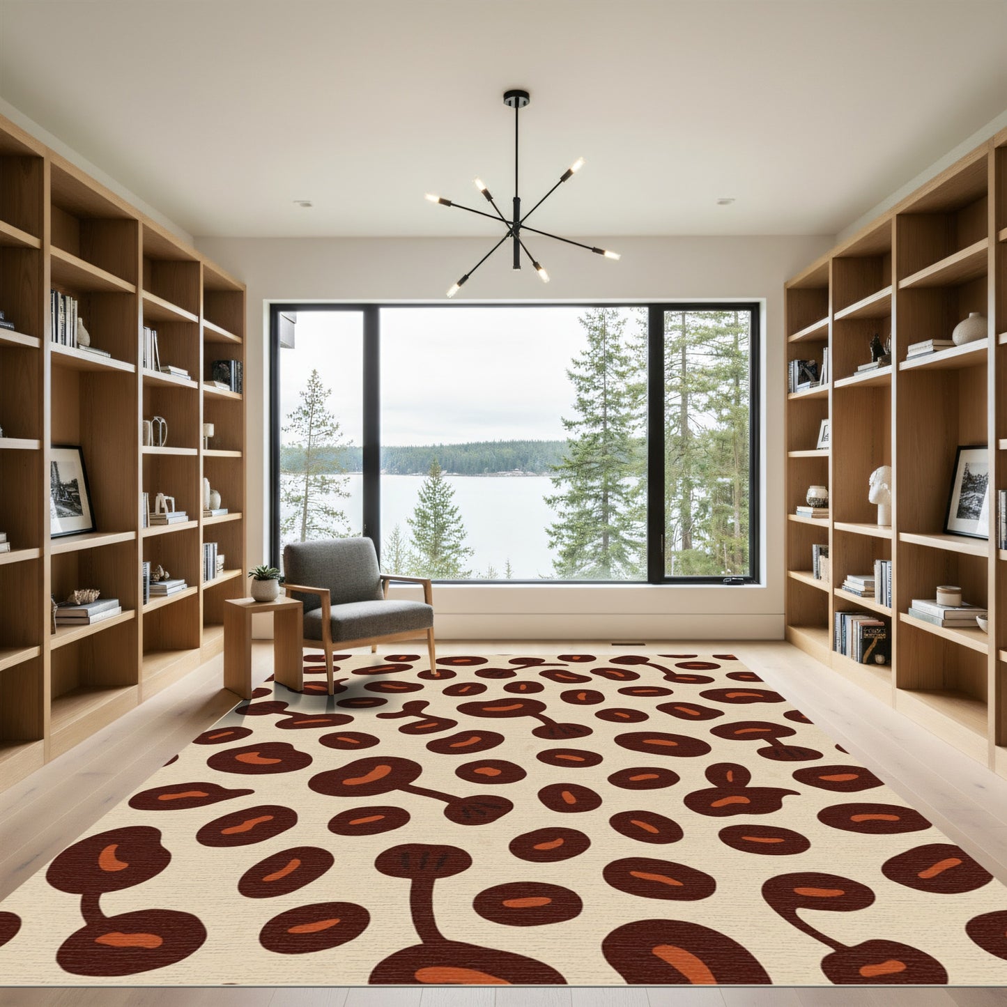 Earthy Brown Abstract Bean Shapes Rug