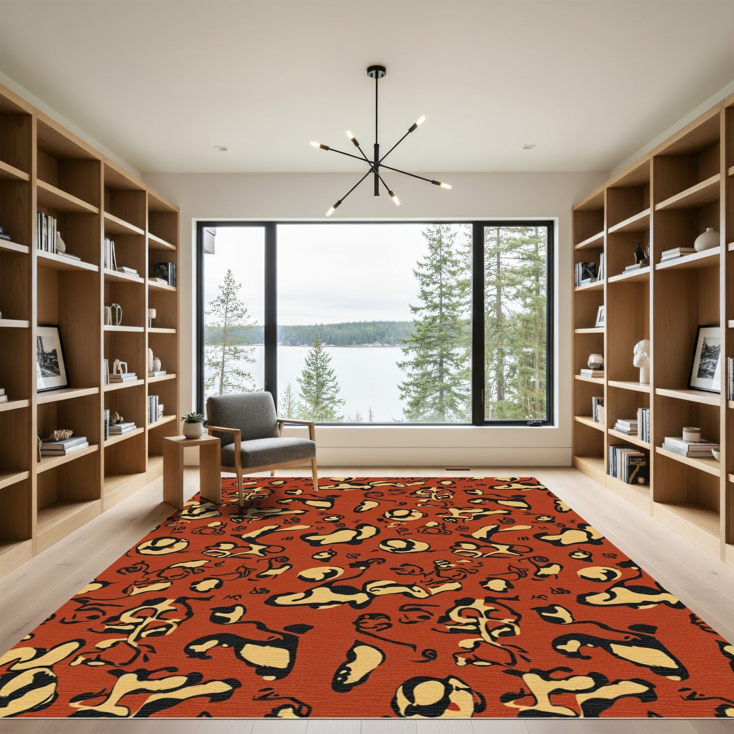 Earthy Terracotta Abstract Figure Rug