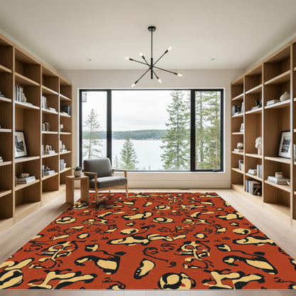 Earthy Terracotta Abstract Figure Rug