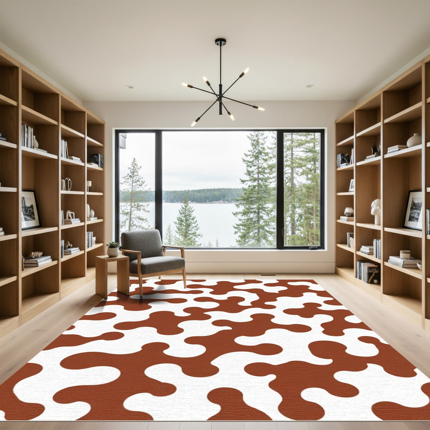 Brown White Organic Abstract Blend Rug