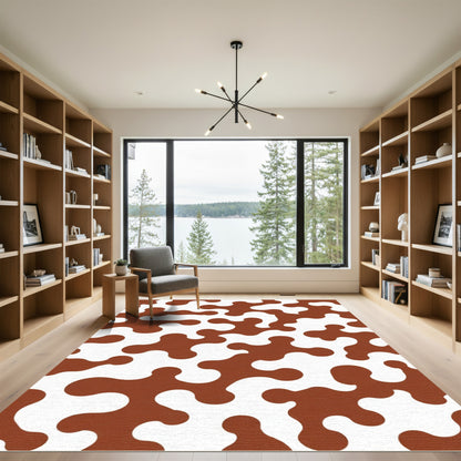 Brown White Organic Abstract Blend Rug