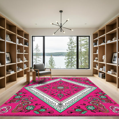 Fuchsia Diamond Floral Scroll Aura Rug