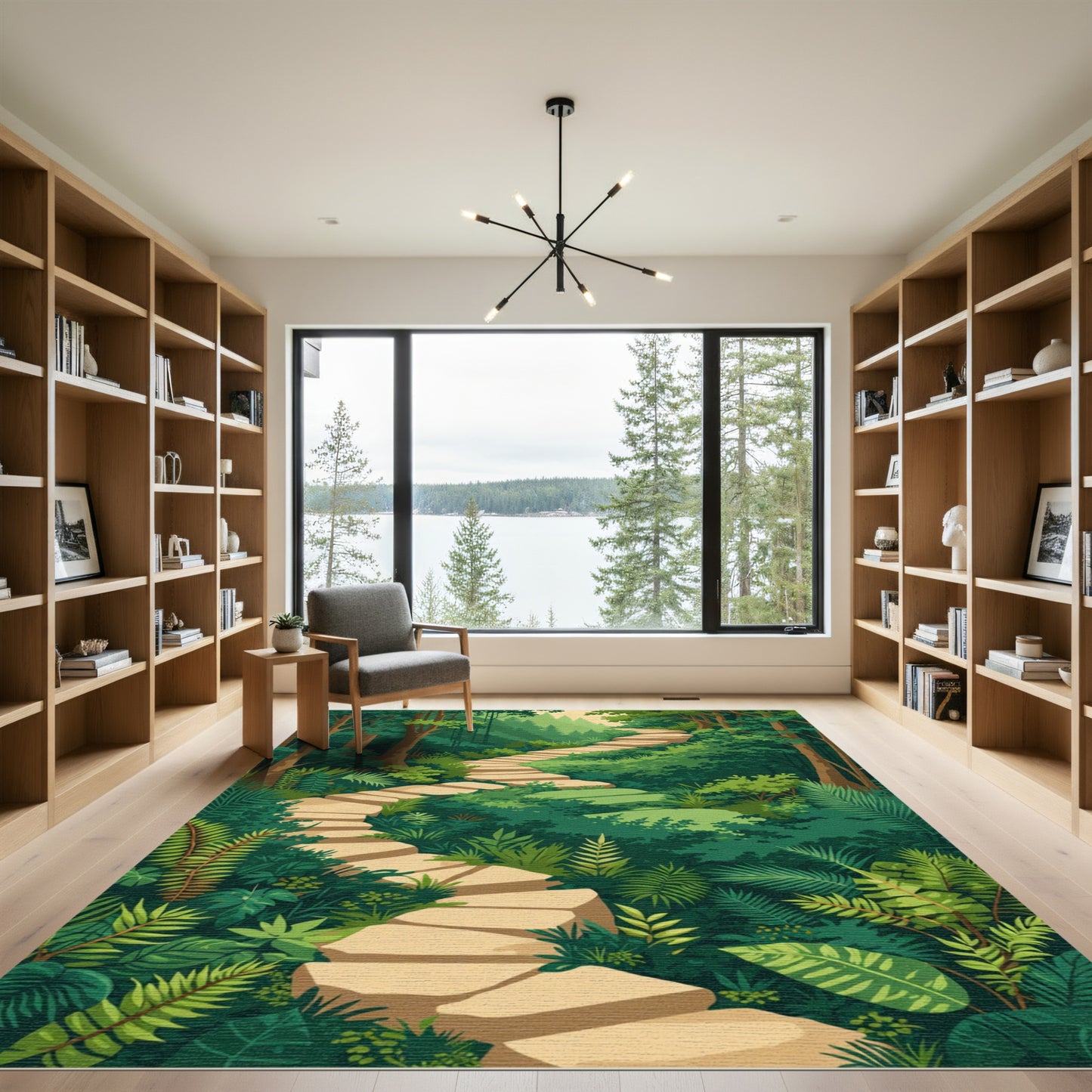 Verdant Forest Stone Path Rug