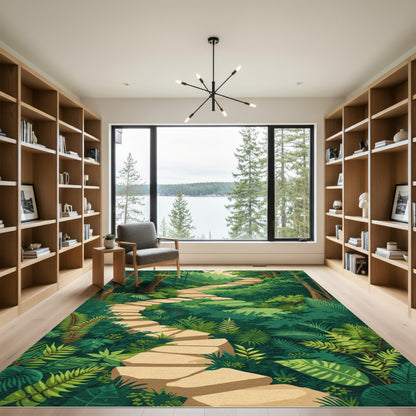 Verdant Forest Stone Path Rug
