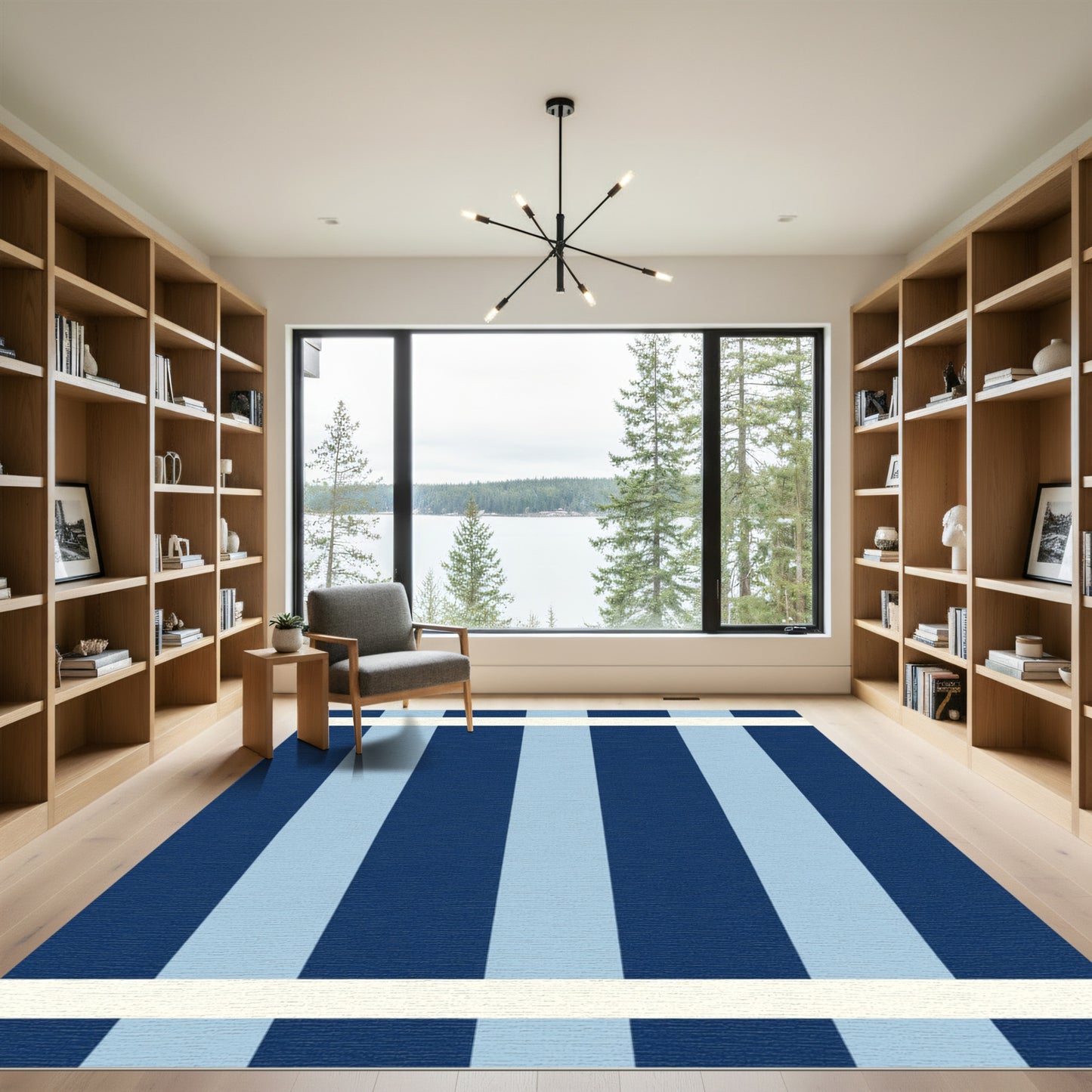 Navy Cream Classic Stripe Rug