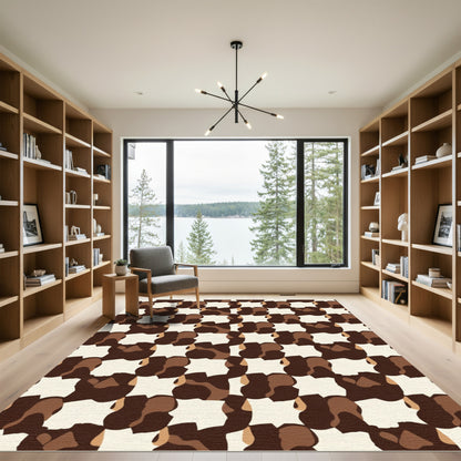 Earthy Abstract Shifting Squares Rug