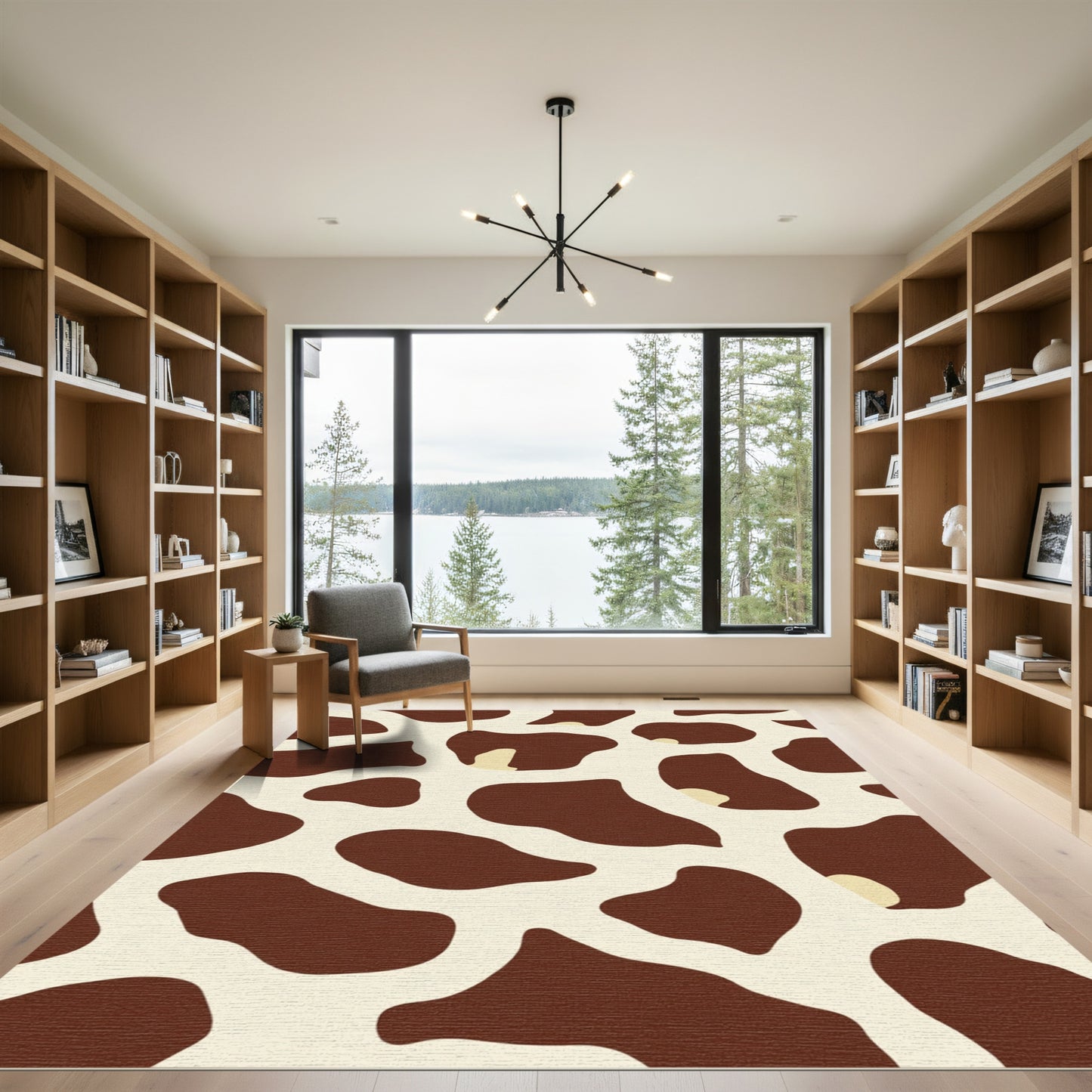 Brown Cream Spots Abstraction Rug