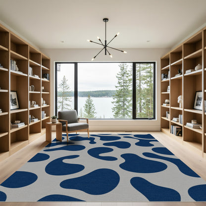 Navy Blue Abstract Blobs Rug