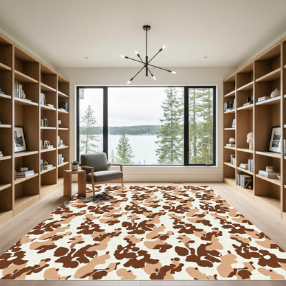 Earthy Brown Camouflage Organic Shapes Rug