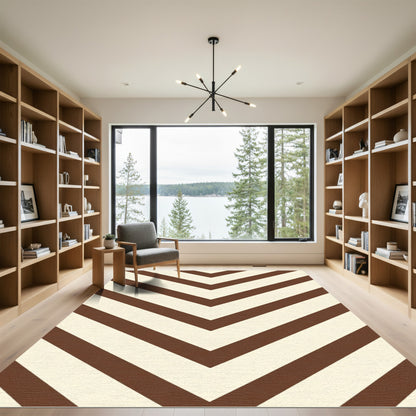 Geometric Brown Cream Chevron Stripes Rug