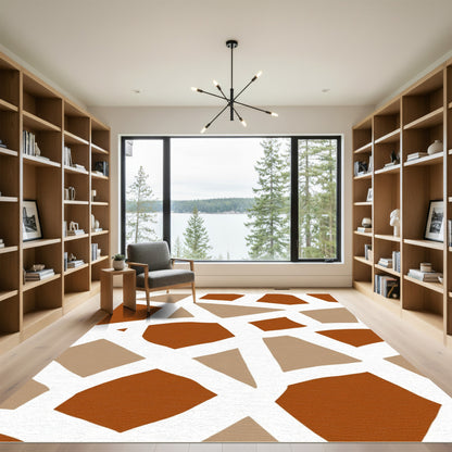 Terracotta Tan Geometric Fragment Rug