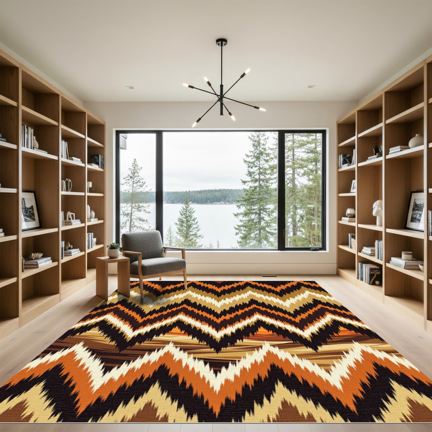 Earthy Tone Chevron Stripe Rug