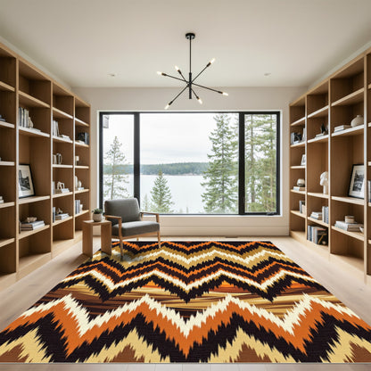Earthy Tone Chevron Stripe Rug