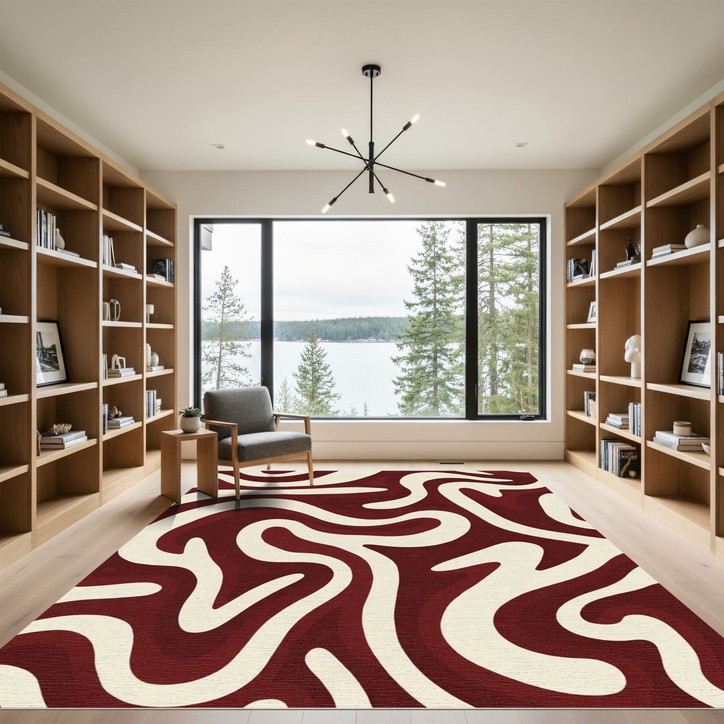 Crimson Ivory Organic Swirl Rug