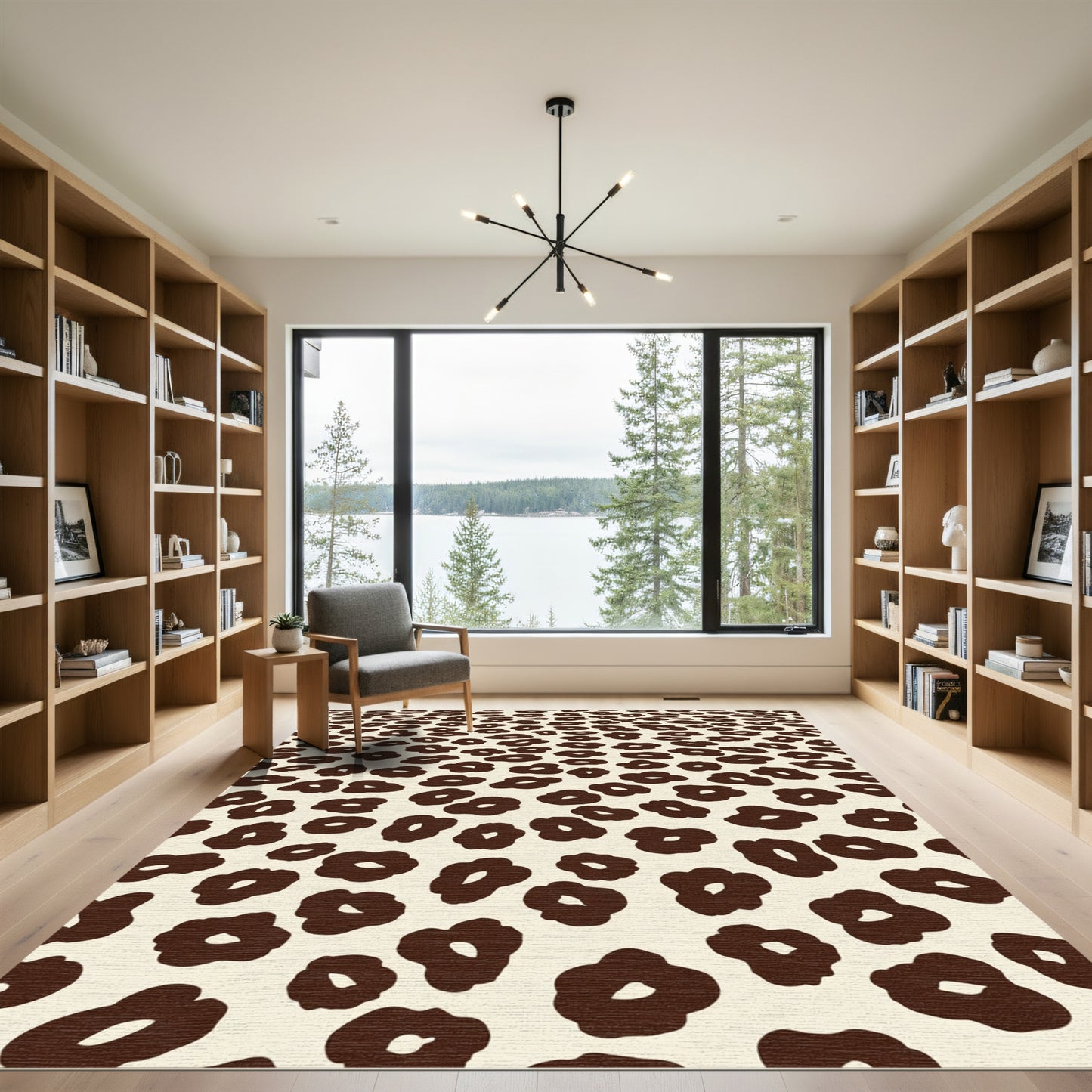 Natural Cream Brown Leopard Spots Rug