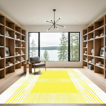 Vibrant Yellow Linear Geometric Rug