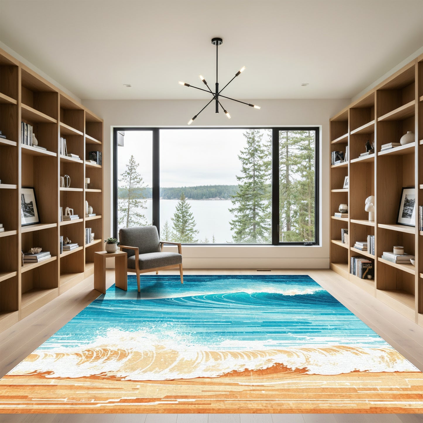 Vibrant Crashing Ocean Waves Beach Rug