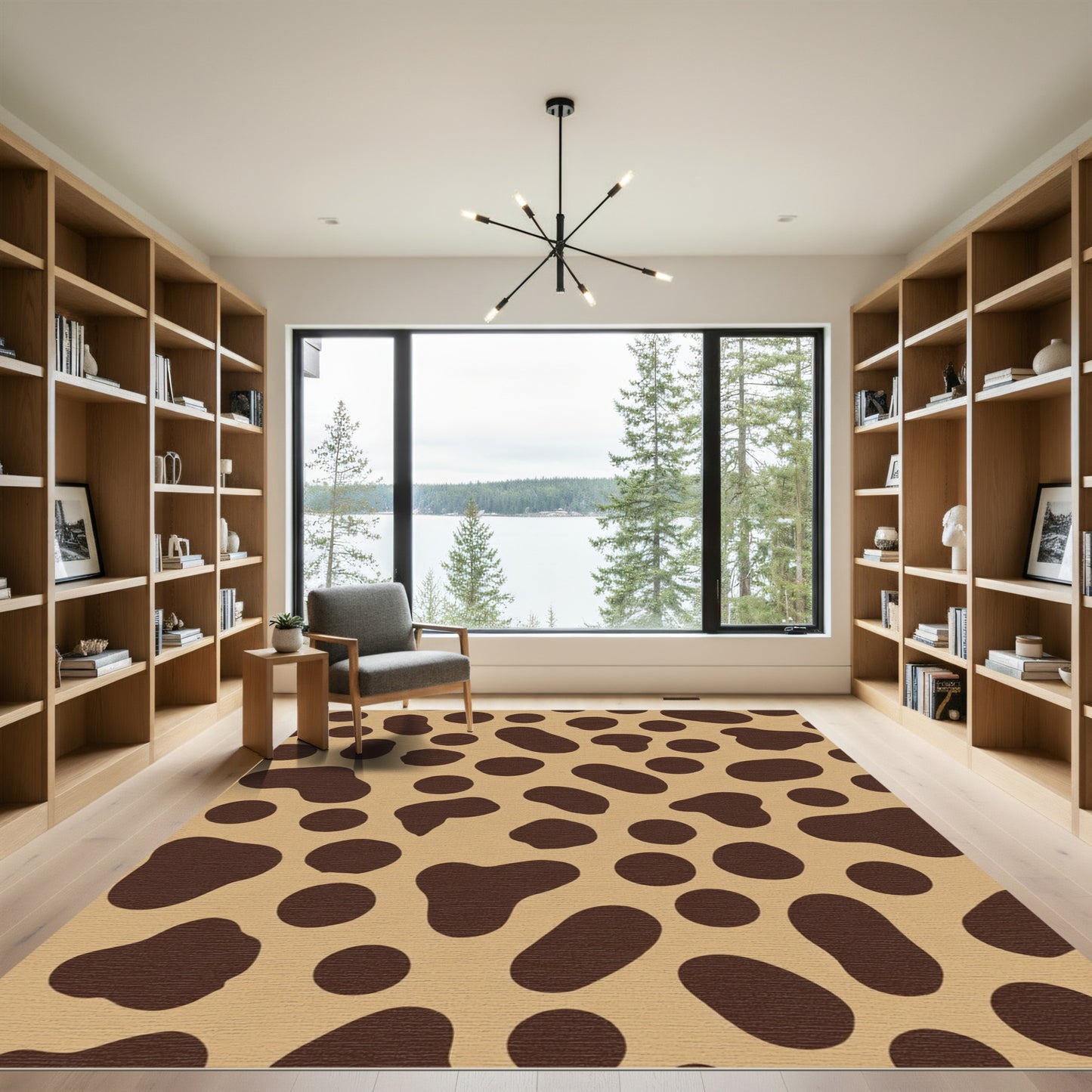 Brown Spotted Abstract Shape Rug