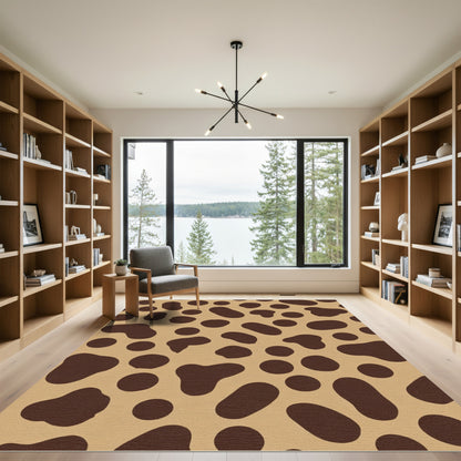 Brown Spotted Abstract Shape Rug