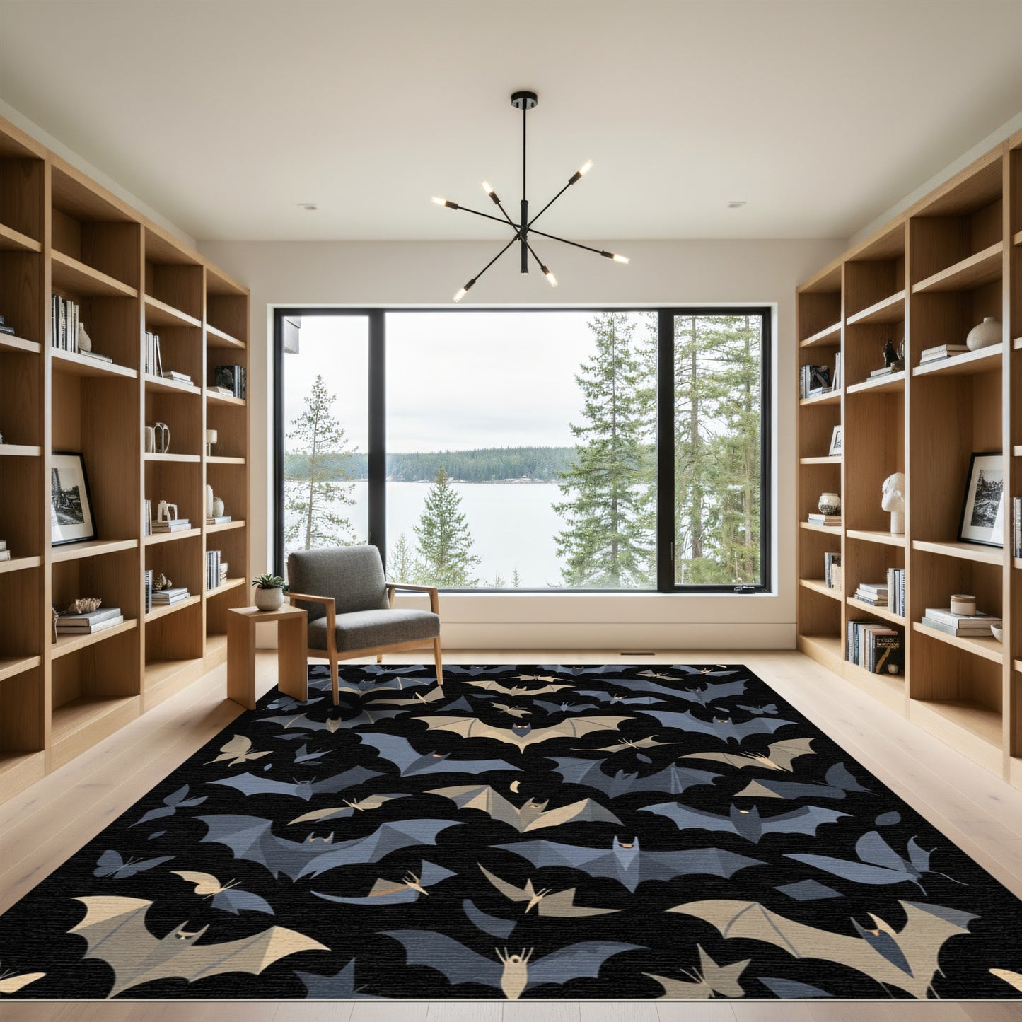 Whimsical Bat Butterfly Night Sky Rug