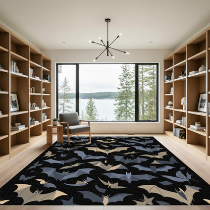 Whimsical Bat Butterfly Night Sky Rug