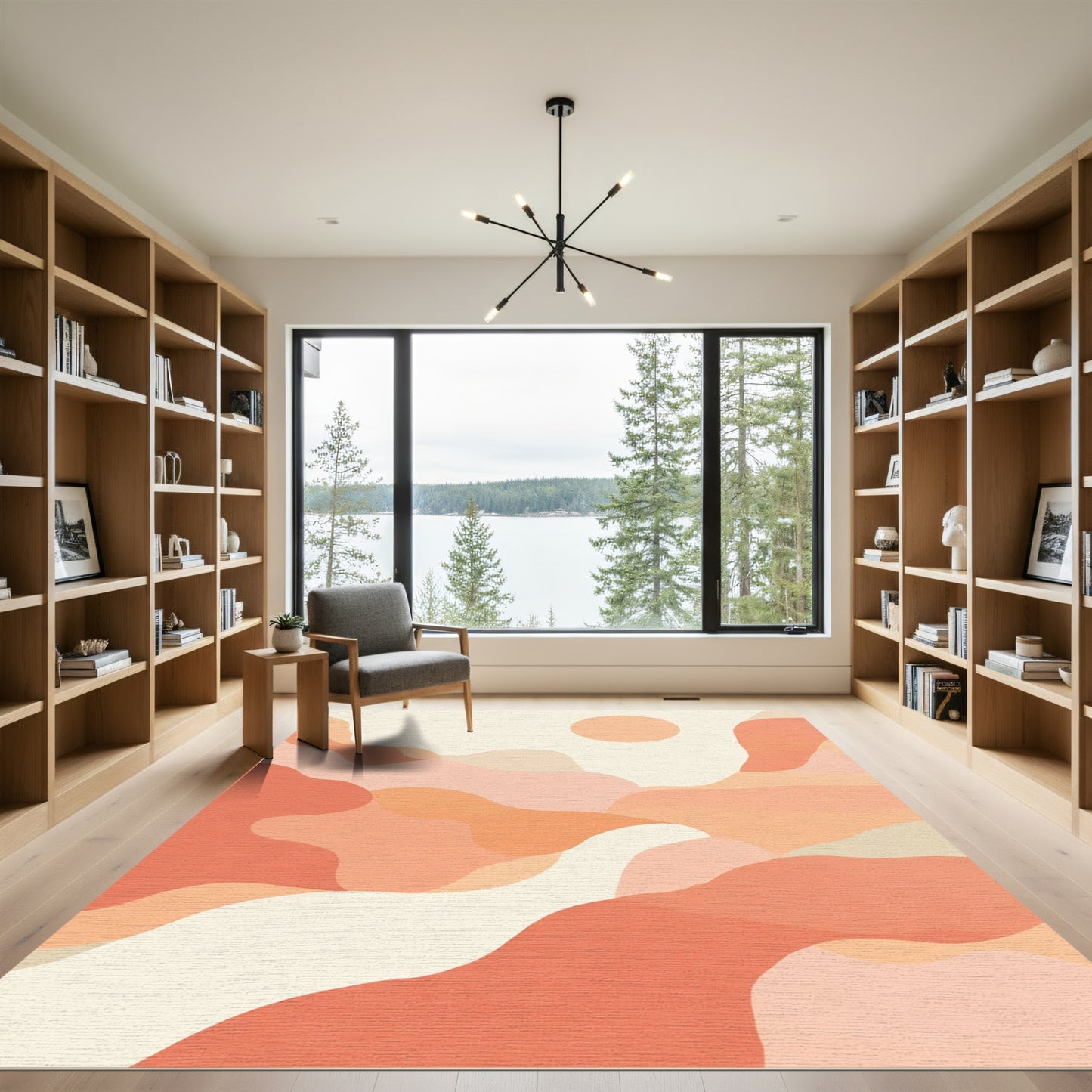 Coral Abstract Landscape Sun Rug