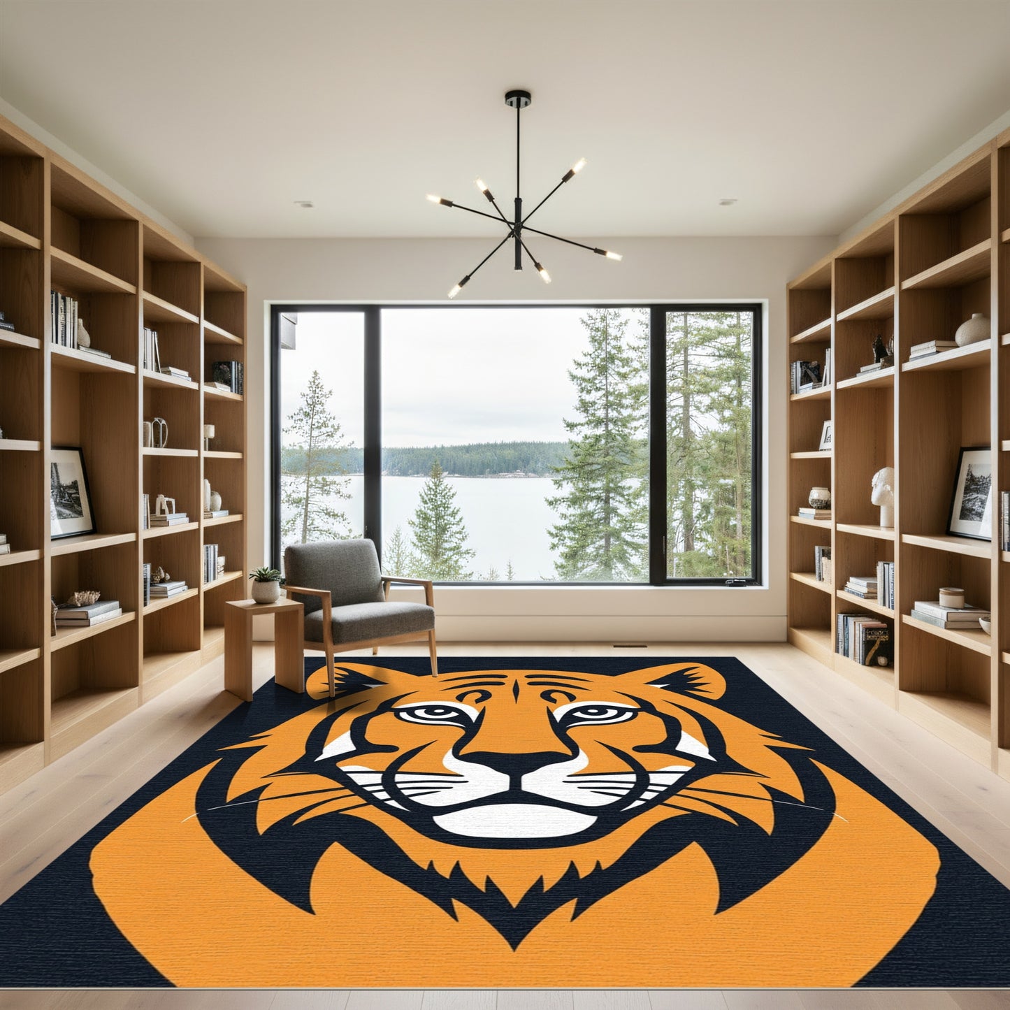 Bold Orange Tiger Face Rug