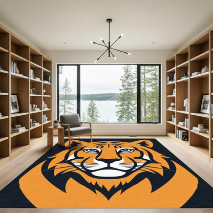 Bold Orange Tiger Face Rug