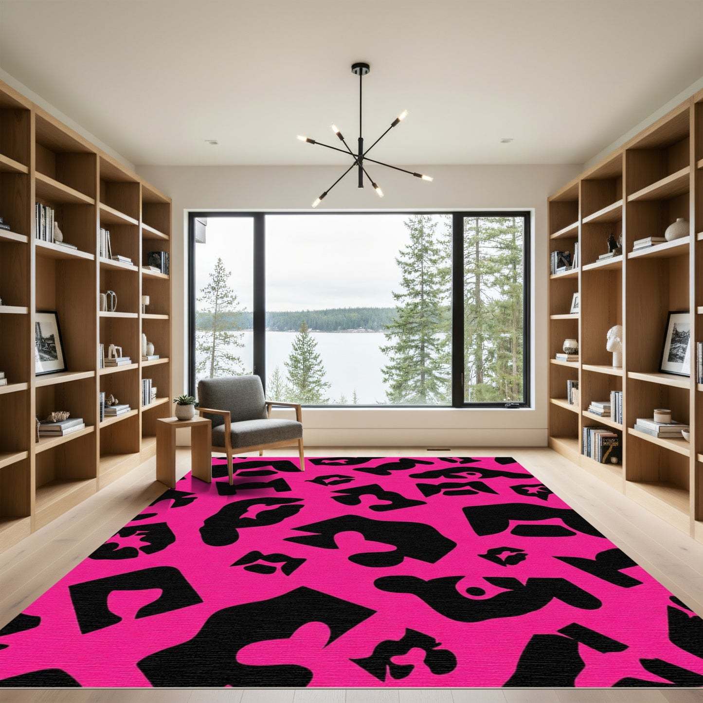 Hot Pink Black Wild Spots Rug