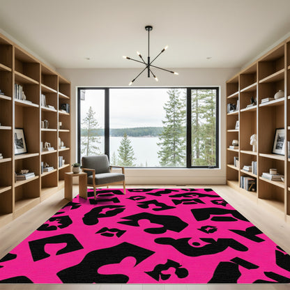 Hot Pink Black Wild Spots Rug