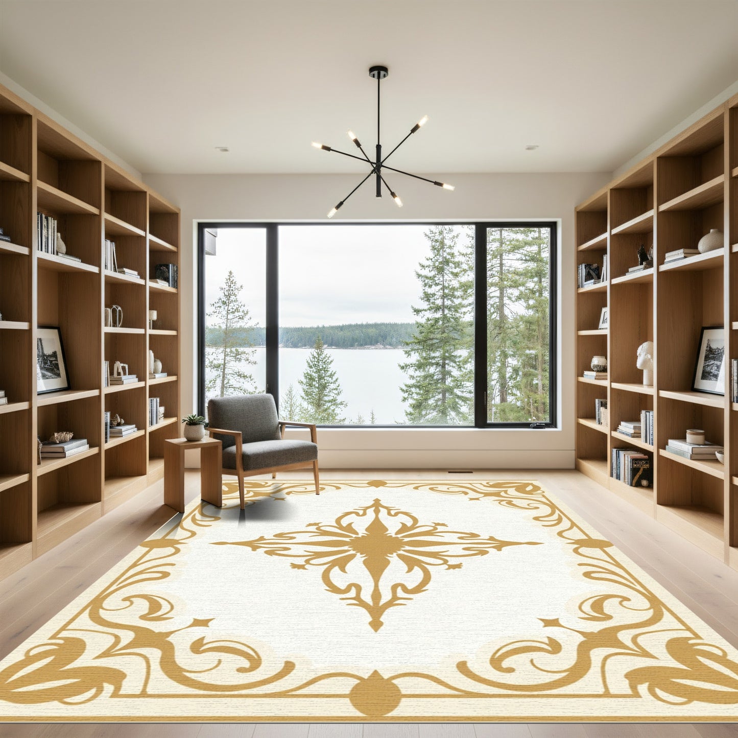 Golden Filigree Flourish Medallion Rug