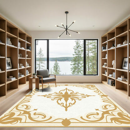 Golden Filigree Flourish Medallion Rug