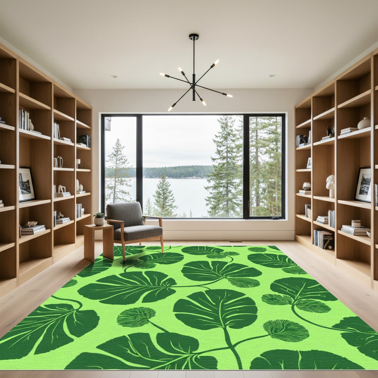 Lime Green Tropical Foliage Rug