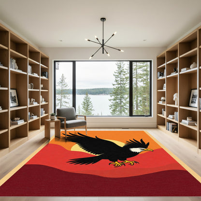 Bold Eagle Sunset Mountain Landscape Rug