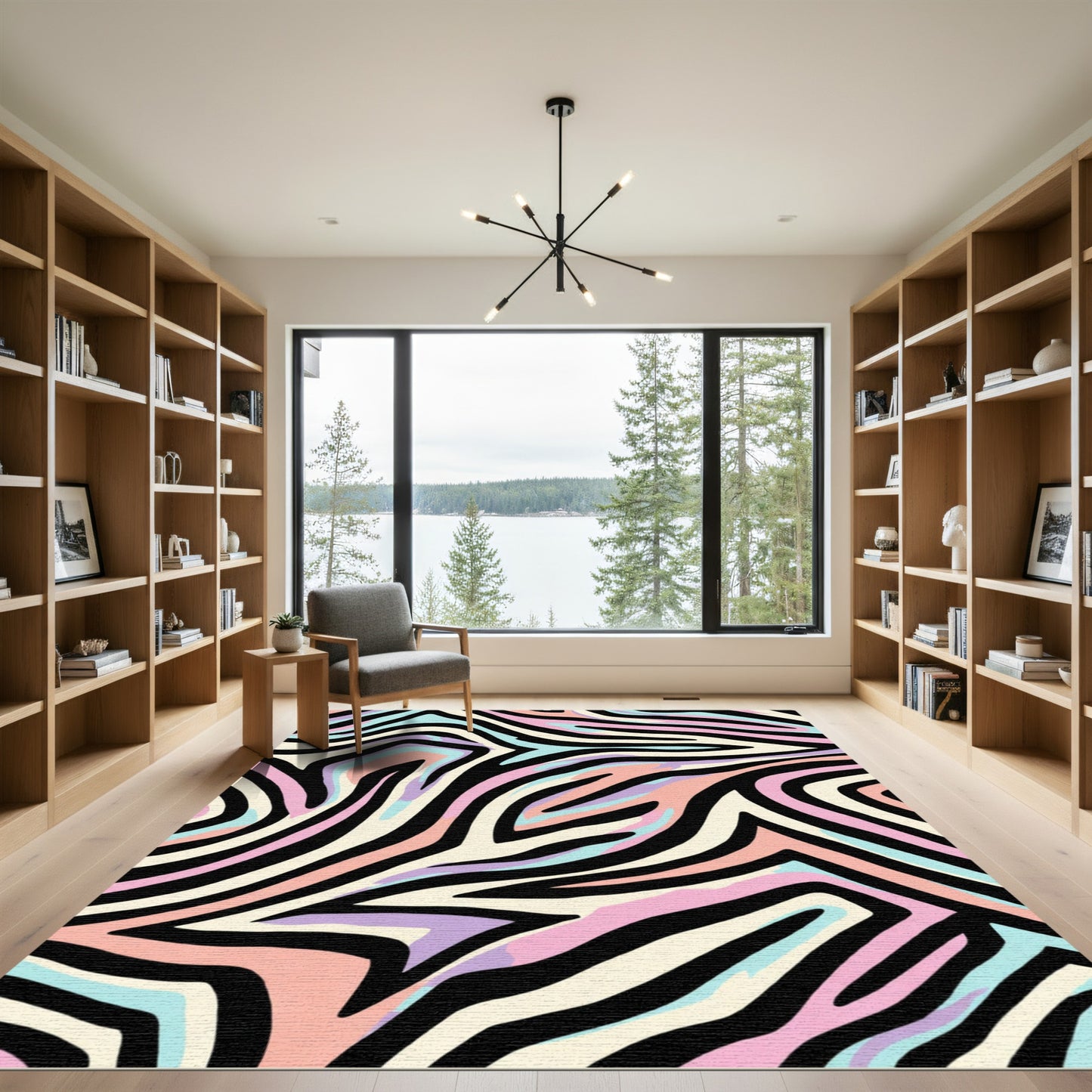Pastel Zebra Stripe Swirl Rug