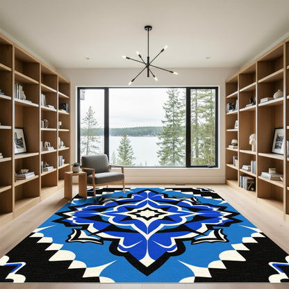 Bold Cobalt Blue Geometric Star Rug
