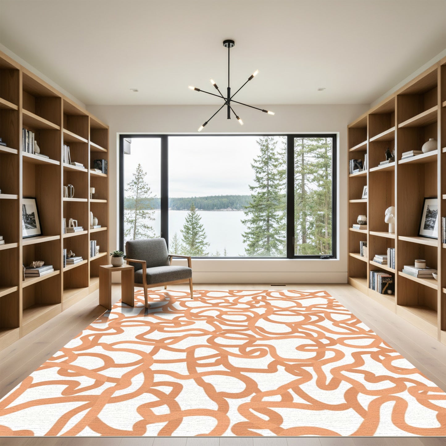 Terra Cotta Abstract Wavy Lines Rug
