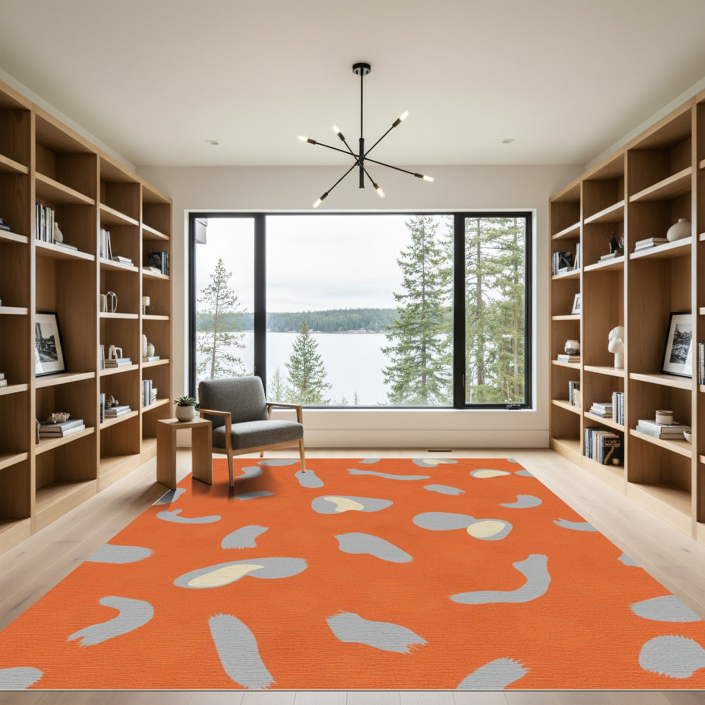 Orange Gray Abstract Spots Rug