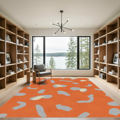 Orange Gray Abstract Spots Rug
