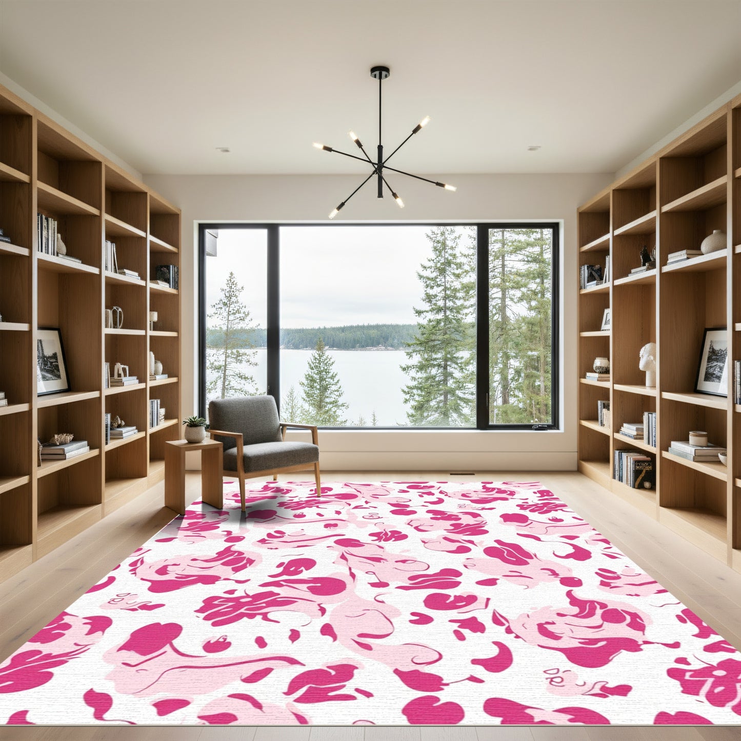 Pink Abstract Organic Shapes Rug