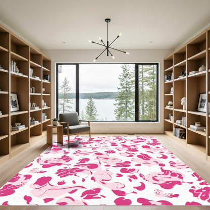 Pink Abstract Organic Shapes Rug