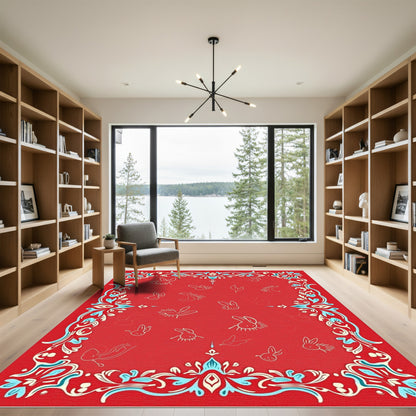 Red White Blue Bunny Border Rug