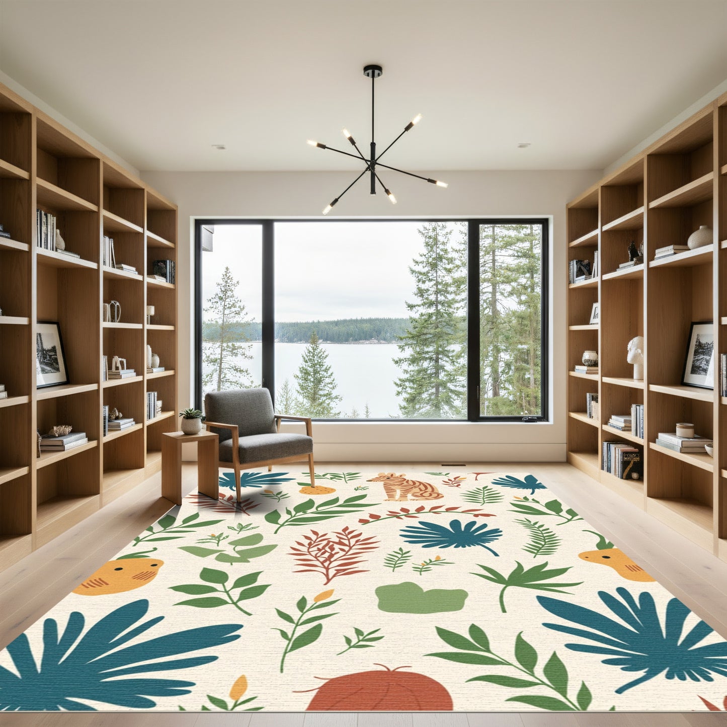 Terracotta Zebra Jungle Foliage Rug