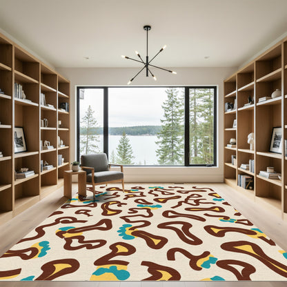 Brown Yellow Blue Organic Flow Rug