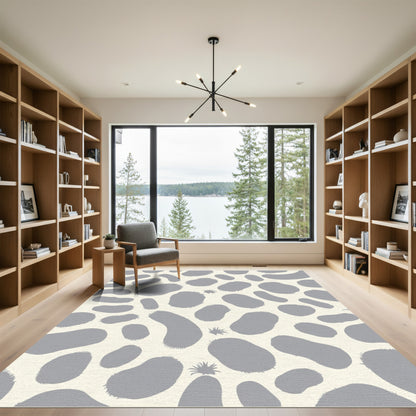 Gray Spatter Organic Abstract Rug