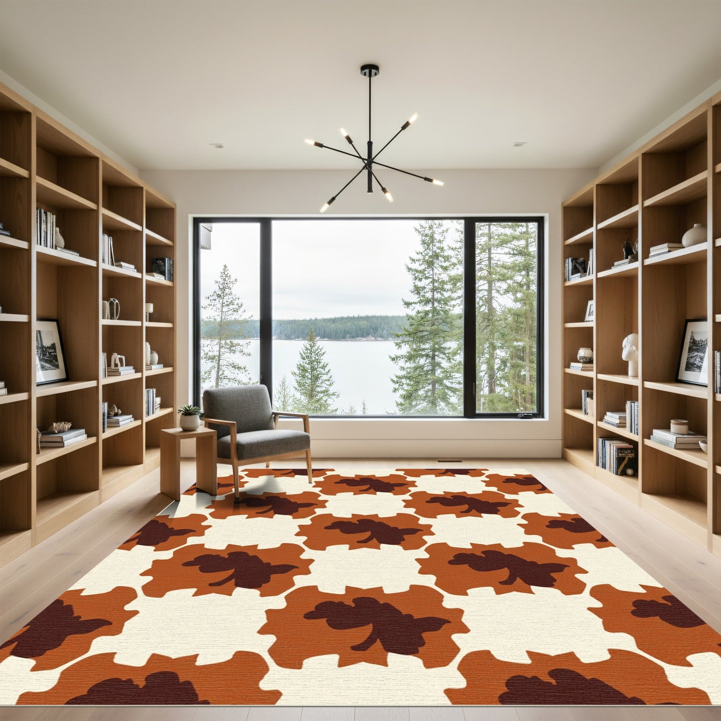 Chocolate Blossom Starburst Pattern Rug